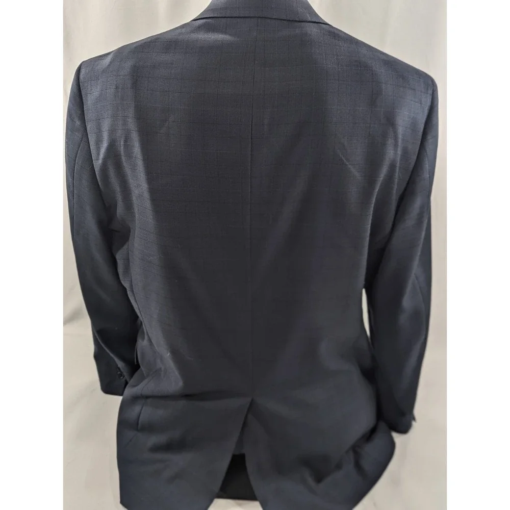 Hart Schaffner MARX Wool‎ Blazer Gray Subtle Window Pane Jacket 40L 44